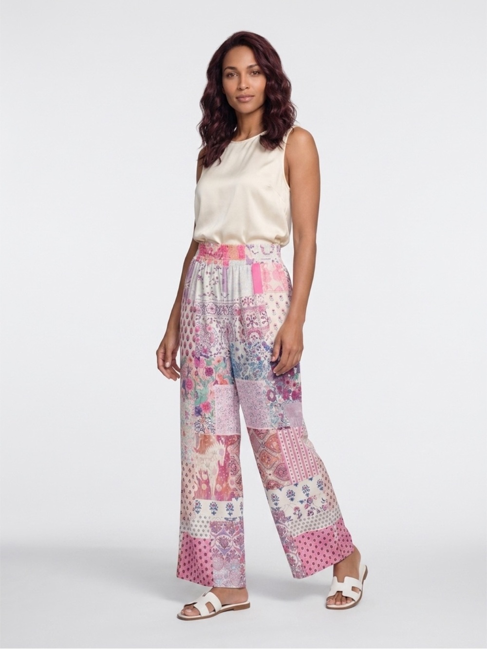 Boho Patchwork Wide Leg Pants | 2XL | Elastic Waist | EUC